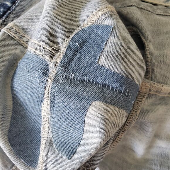 Jak & Rae Acid Wash Saks 5th Ave Very Rare Vintage Y2K Jean Jacket Patches S - Picture 16 of 16